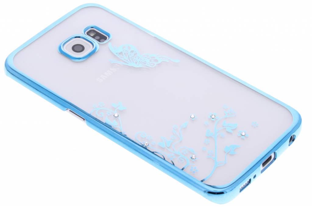 Image of Blauw transparant vlinder design hardcase hoesje voor de Samsung Galaxy S6 Edge