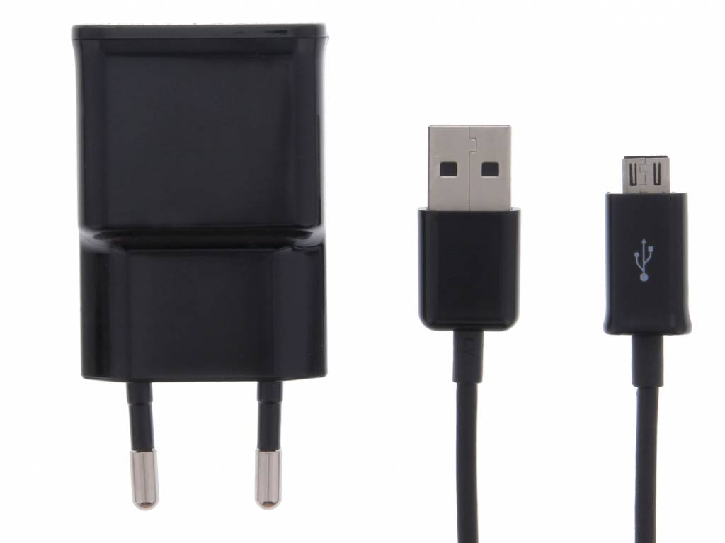 Image of Adapter 2A + Micro-USB naar USB-kabel 1 meter - Zwart