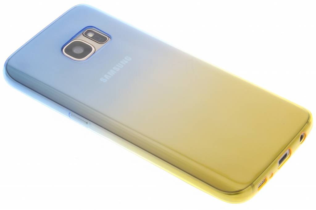 Image of Blauw/geel tweekleurig transparant TPU siliconen hoesje voor de Samsung Galaxy S7