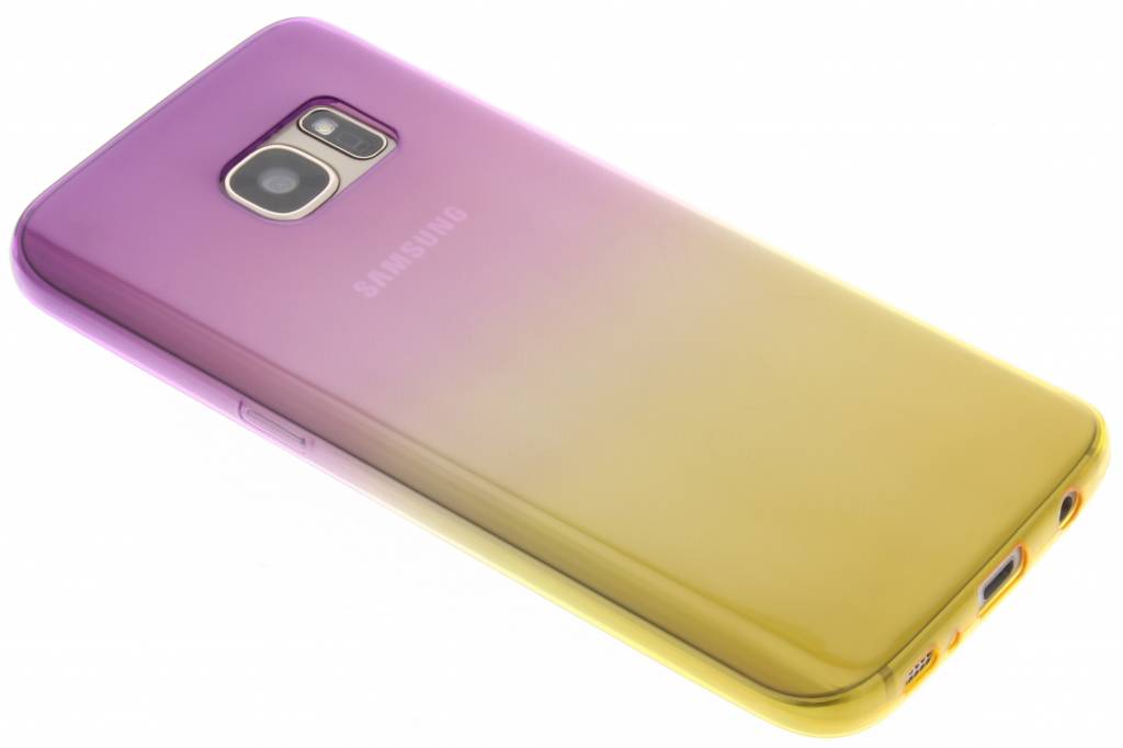 Image of Paars/geel tweekleurig transparant TPU siliconen hoesje voor de Samsung Galaxy S7