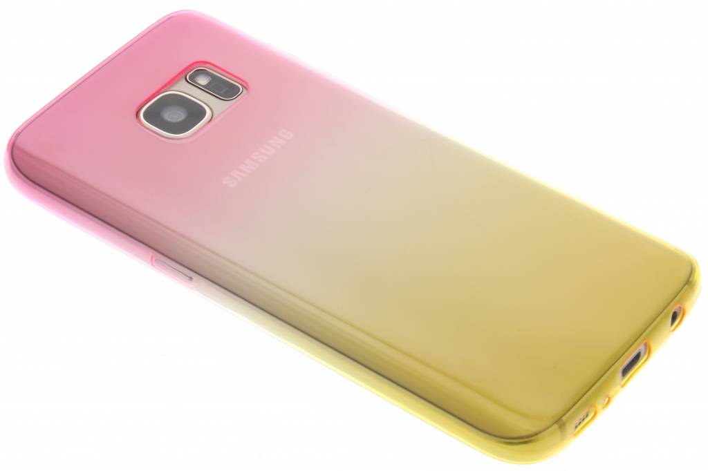 Image of Roze/geel tweekleurig transparant TPU siliconen hoesje voor de Samsung Galaxy S7