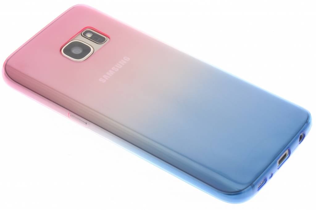 Image of Roze/blauw tweekleurig transparant TPU siliconen hoesje voor de Samsung Galaxy S7