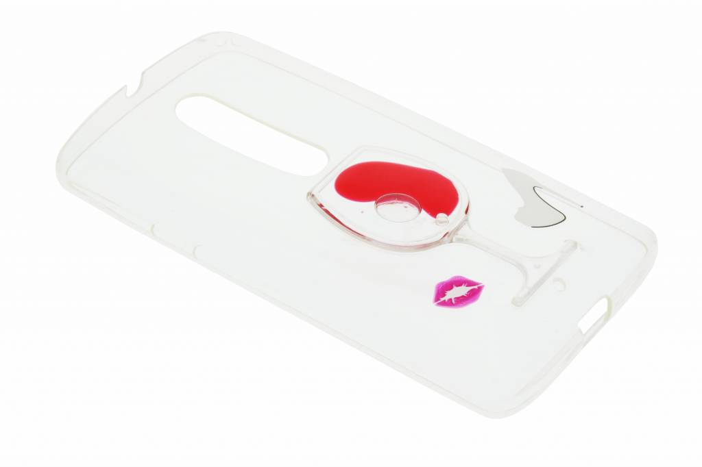 Image of Rood transparant wijnglas TPU hoesje voor de Motorola Moto X Play