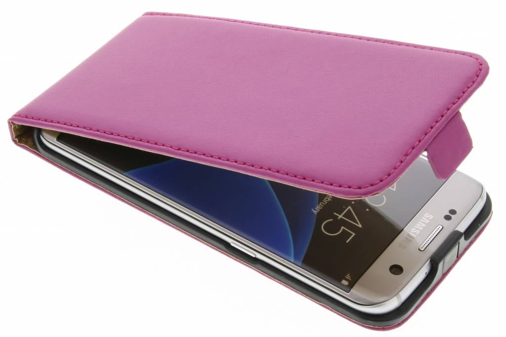 Image of Fuchsia luxe flipcase voor de Samsung Galaxy S7 Edge