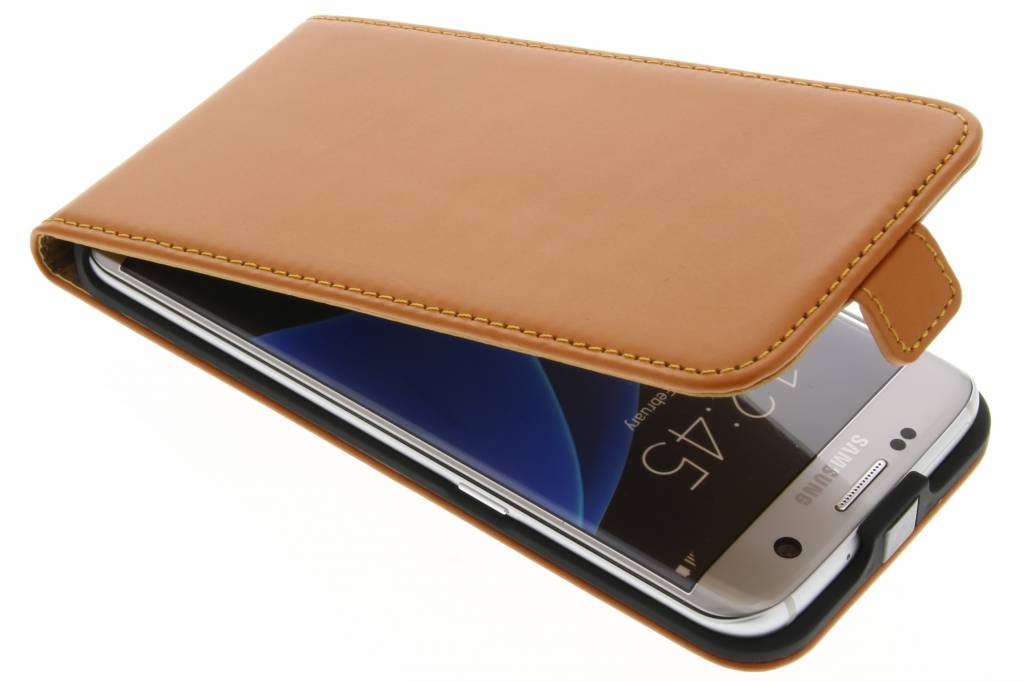Image of Luxe lederen Flipcase voor de Samsung Galaxy S7 Edge - Oker