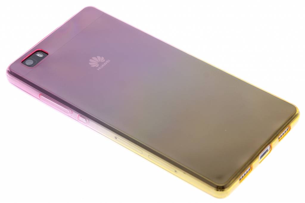 Image of Roze/geel tweekleurig transparant TPU siliconen hoesje voor de Huawei P8 Lite