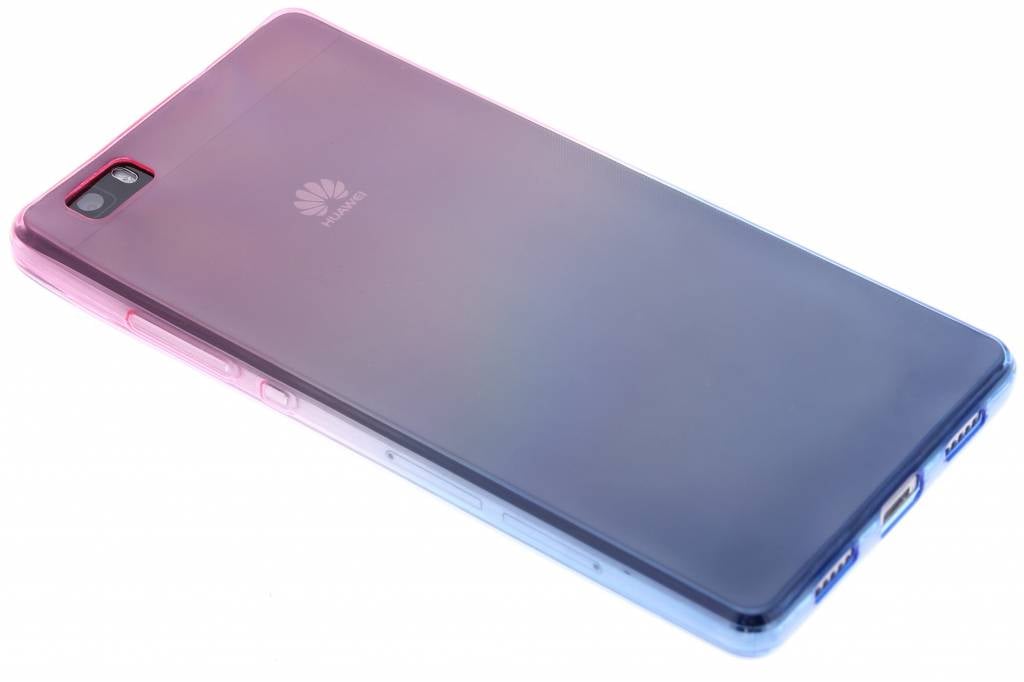 Image of Roze/blauw tweekleurig transparant TPU siliconen hoesje voor de Huawei P8 Lite