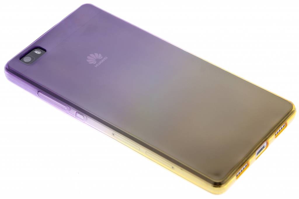 Image of Paars/geel tweekleurig transparant TPU siliconen hoesje voor de Huawei P8 Lite