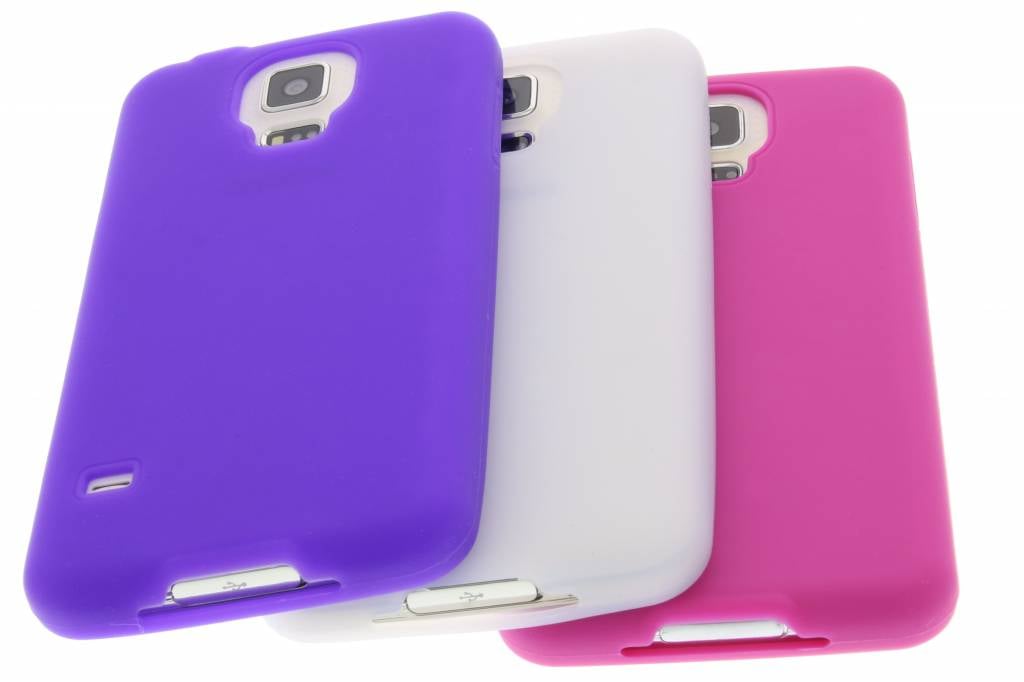 Image of Paars/wit/fuchsia set van 3 effen TPU siliconen hoesje voor de Samsung Galaxy S5 (Plus) / Neo