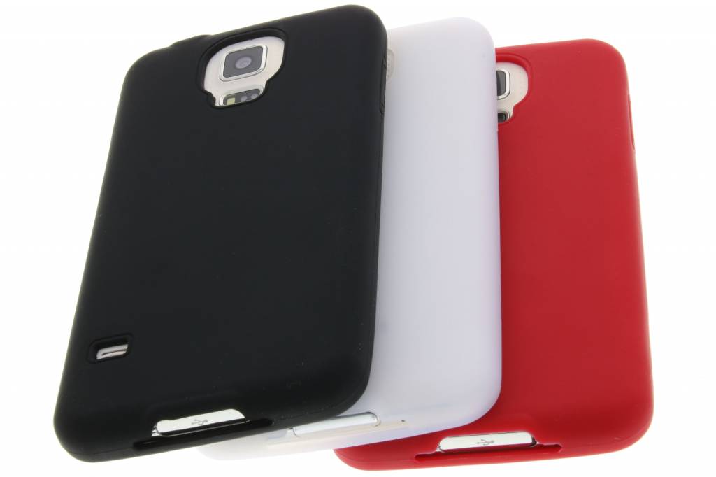 Image of Zwart/wit/rood set van 3 effen TPU siliconen hoesje voor de Samsung Galaxy S5 (Plus) / Neo