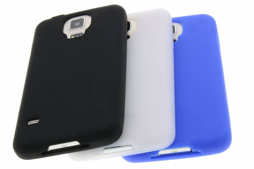 Image of Zwart/wit/blauw set van 3 effen TPU siliconen hoesje voor de Samsung Galaxy S5 (Plus) / Neo