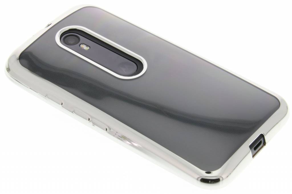 Image of Zilver TPU hoesje met metallic rand voor de Motorola Moto G 3rd Gen 2015