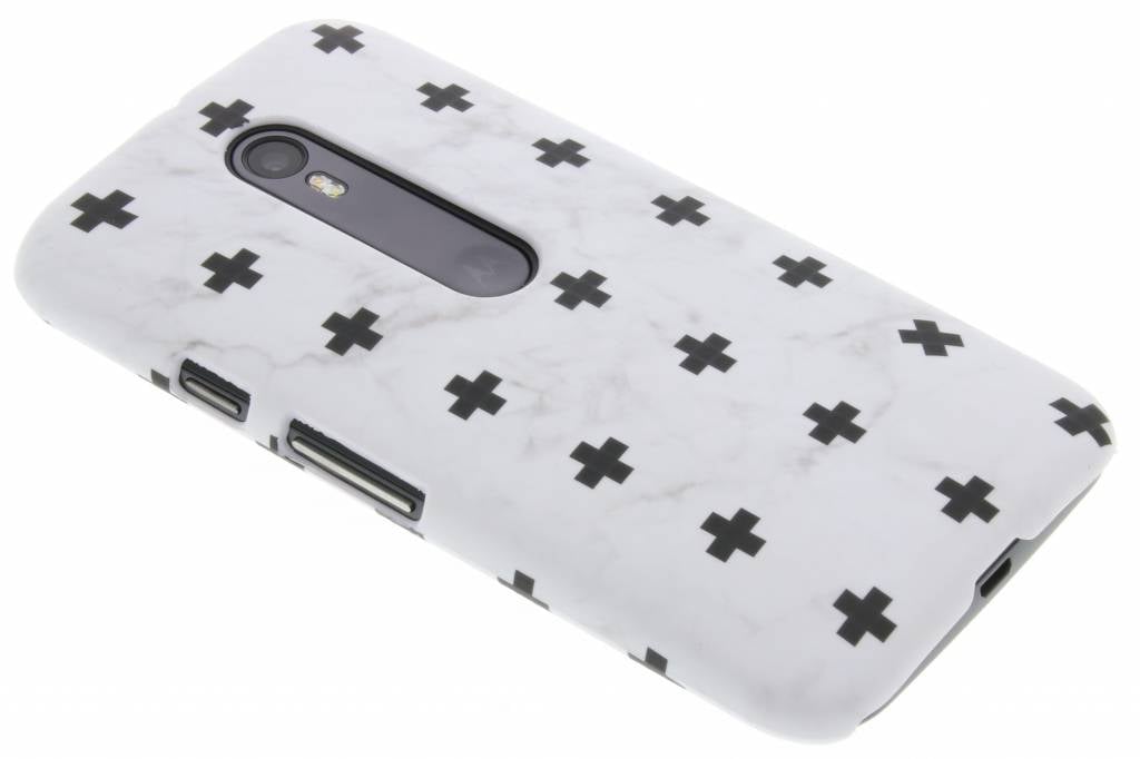 Image of Wit marmer plus design hardcase hoesje voor de Motorola Moto 3rd Gen 2015