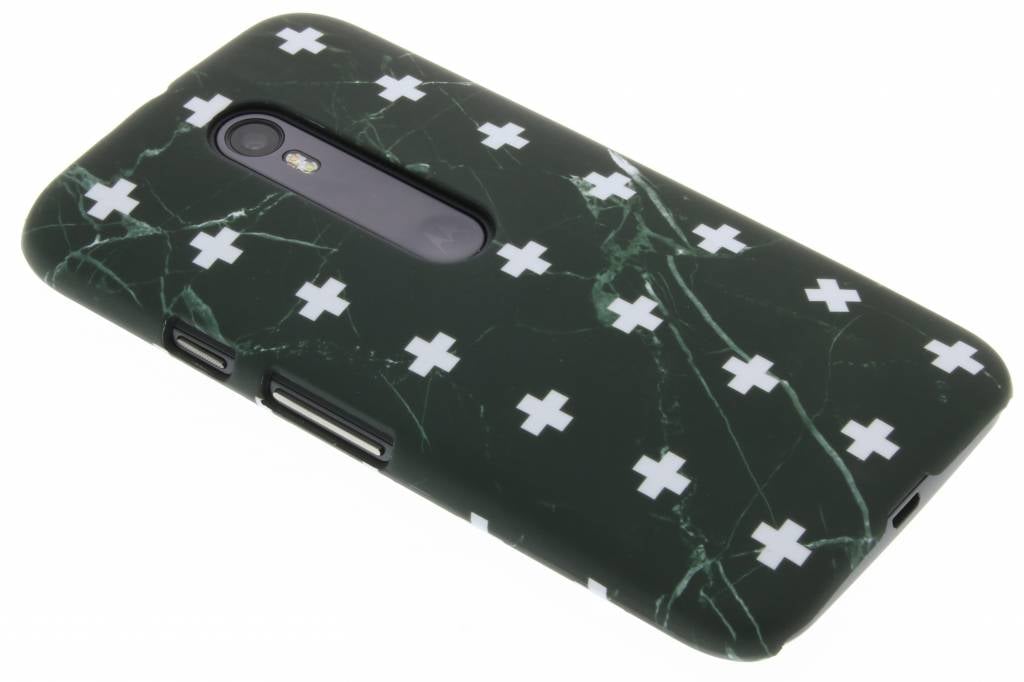 Image of Zwart marmer plus design hardcase hoesje voor de Motorola Moto 3rd Gen 2015