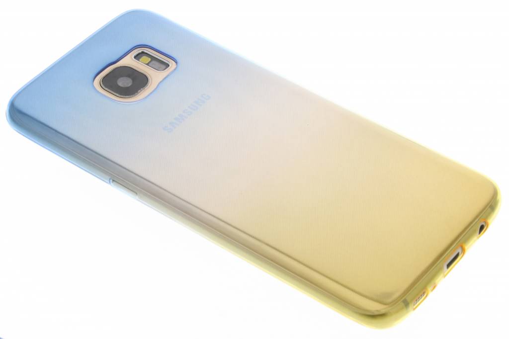 Image of Blauw/geel tweekleurig TPU siliconen hoesje voor de Samsung Galaxy S7 Edge
