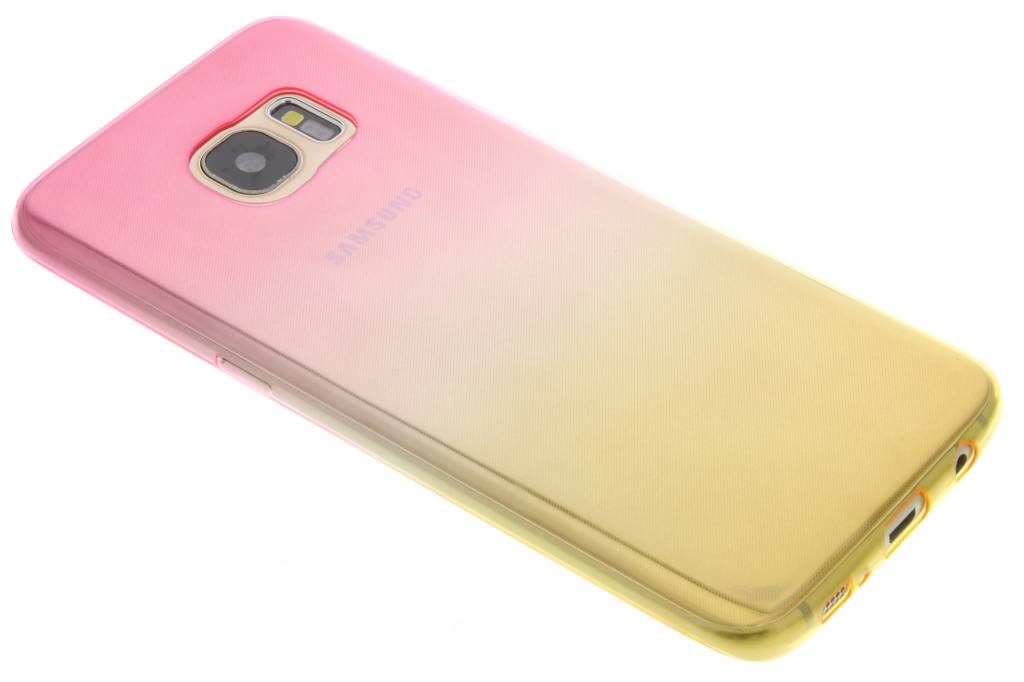 Image of Roze/geel tweekleurig TPU siliconen hoesje voor de Samsung Galaxy S7 Edge