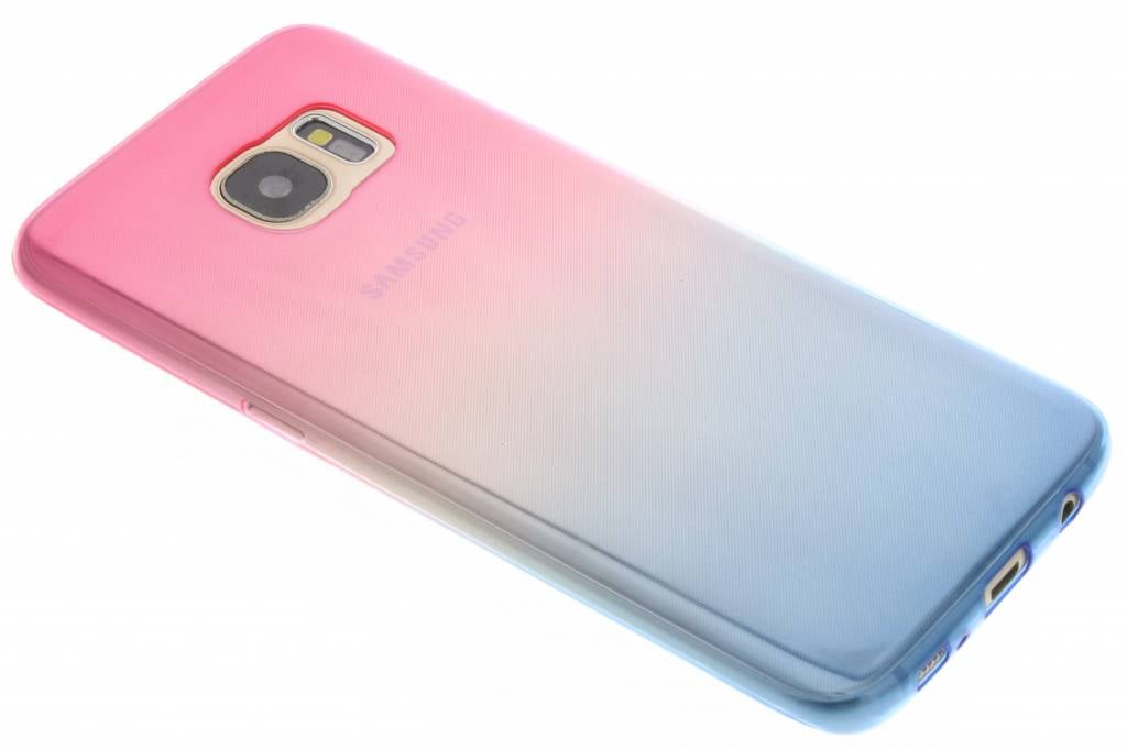 Image of Roze/blauw tweekleurig TPU siliconen hoesje voor de Samsung Galaxy S7 Edge