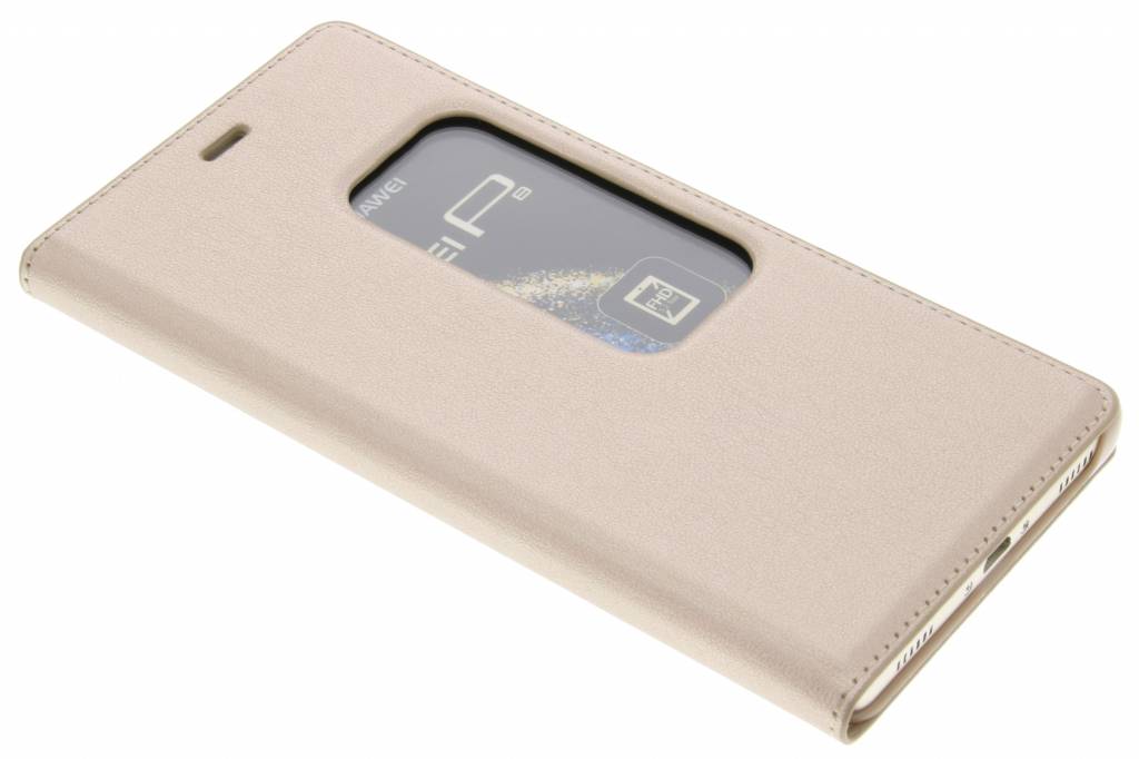 Image of Gouden slim booktype met venster voor de Huawei P8