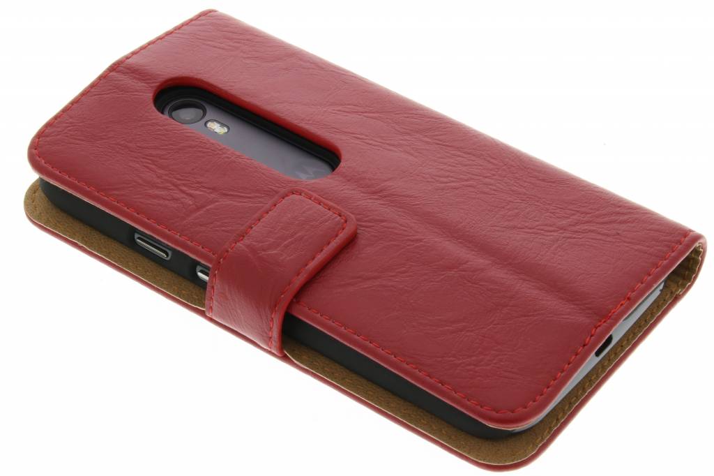 Image of Rode kreukelleder booktype hoes voor de Motorola Moto G 3rd Gen 2015