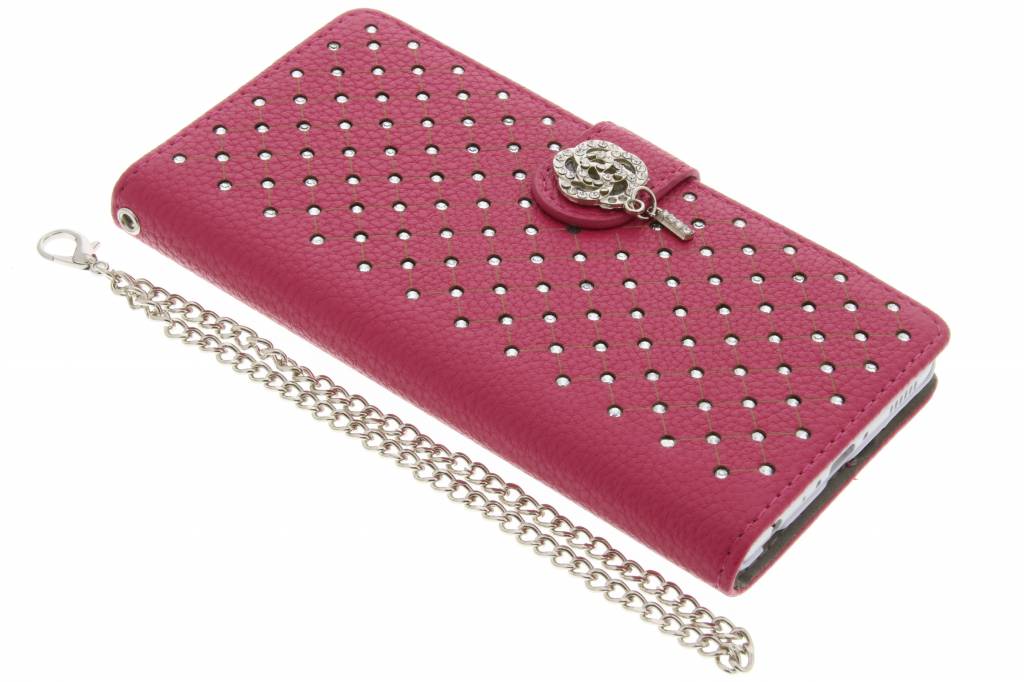 Image of Fuchsia chique strass booktype hoes voor de Huawei P9 Lite