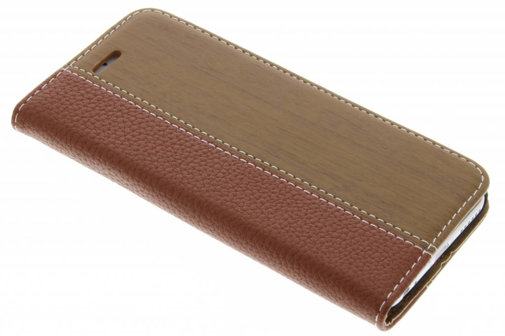 Image of Bruine hout leder design booktype hoes voor de iPhone 6 / 6s