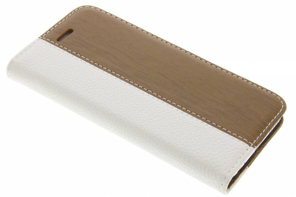 Image of Witte hout leder design booktype hoes voor de iPhone 6 / 6s