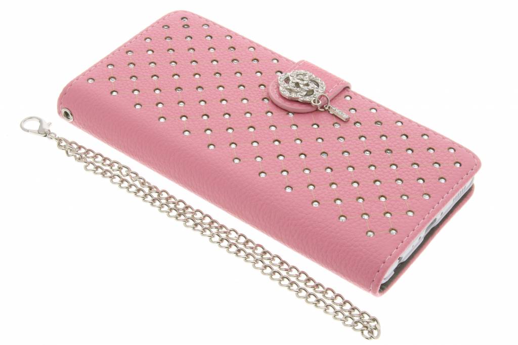 Image of Roze chique strass booktype hoes voor de Huawei P8