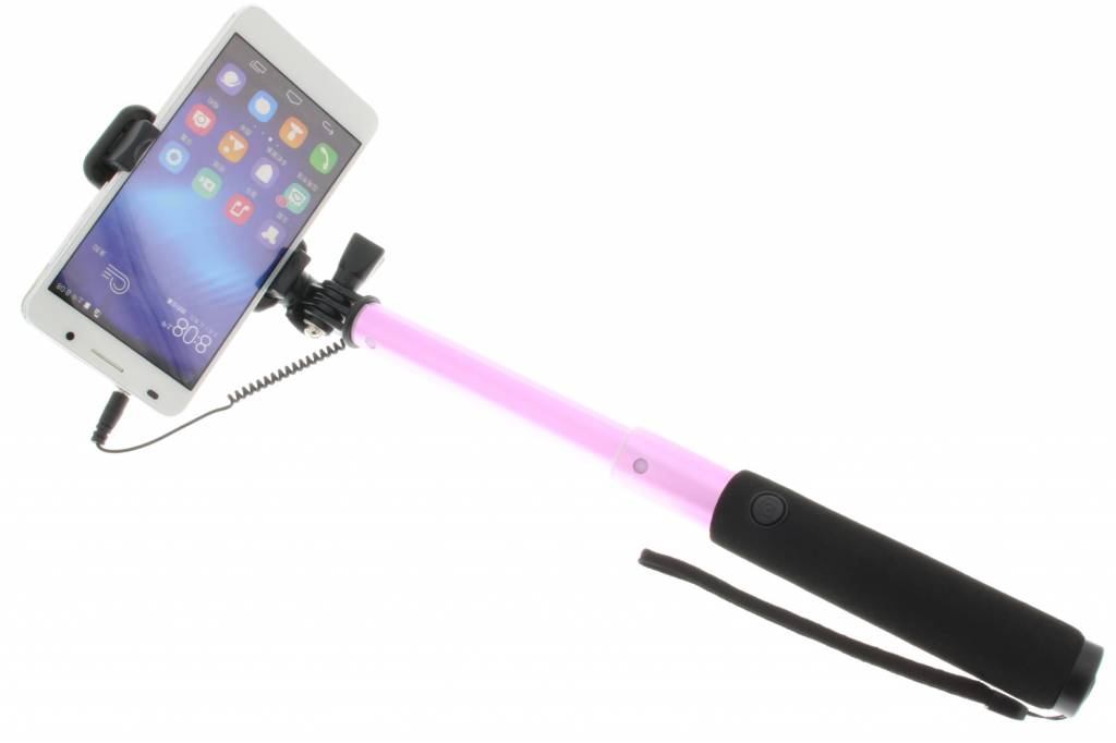 Image of Universele selfie stick met spiegeltje - Roze