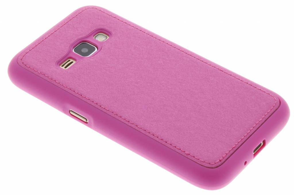 Image of Fuchsia metallic lederen TPU case voor de Samsung Galaxy J1 (2016)