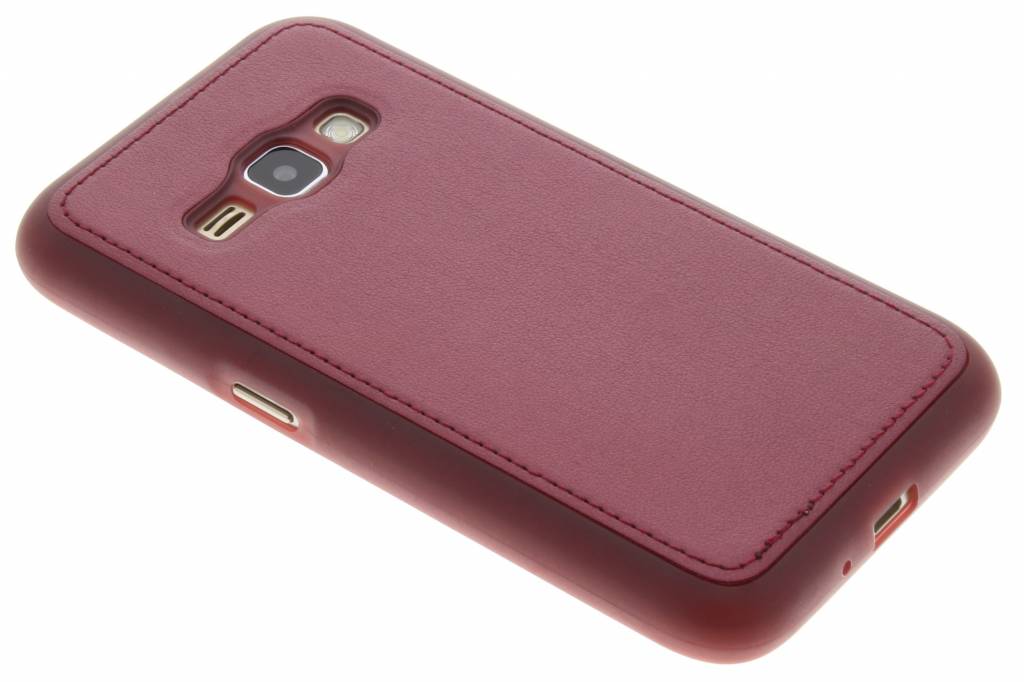 Image of Rode metallic lederen TPU case voor de Samsung Galaxy J1 (2016)