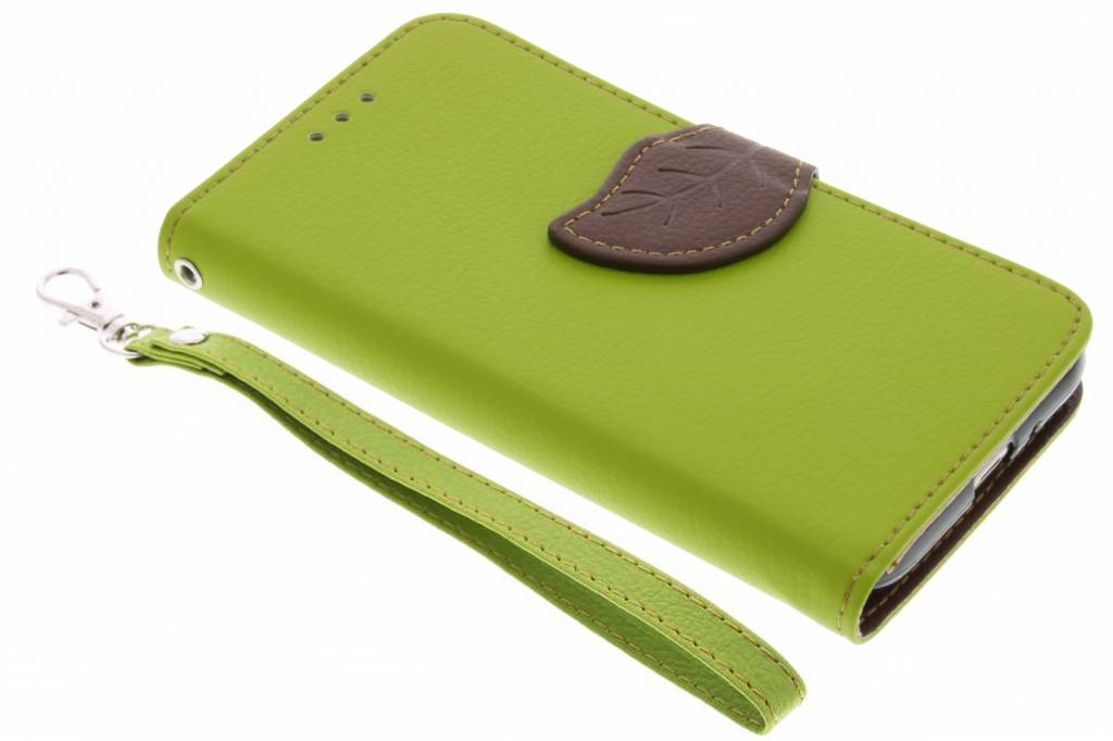 Image of Groene blad design TPU booktype hoes voor de Samsung Galaxy J1 (2016)