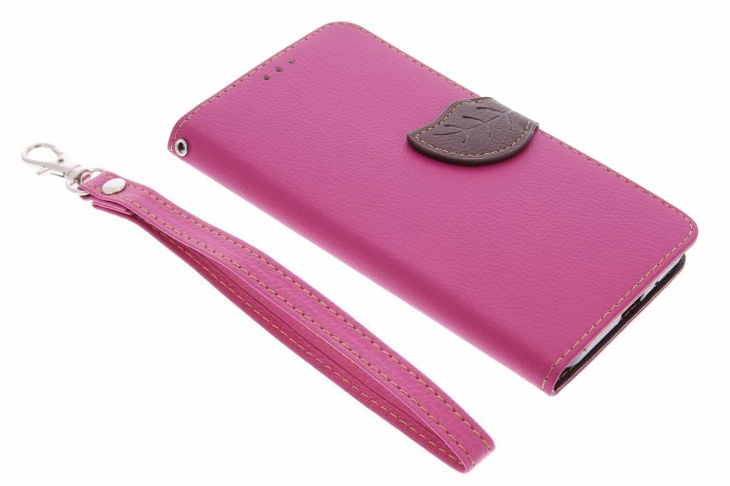 Image of Fuchsia blad design booktype hoes voor de Huawei Nexus 6P