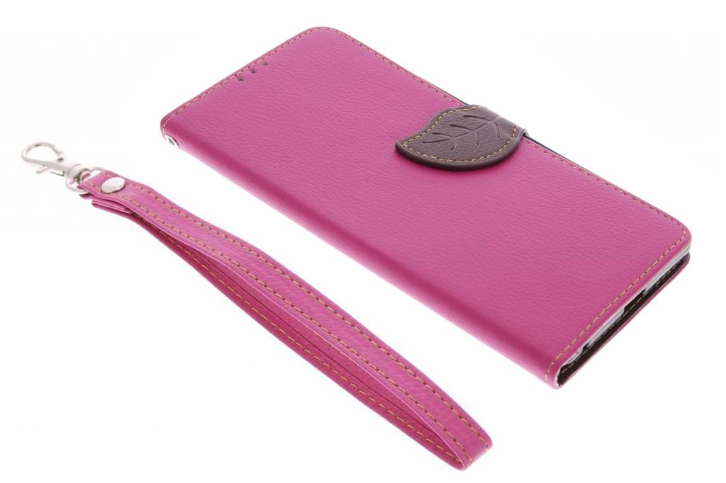 Image of Fuchsia blad design booktype hoes voor de Sony Xperia C5 Ultra