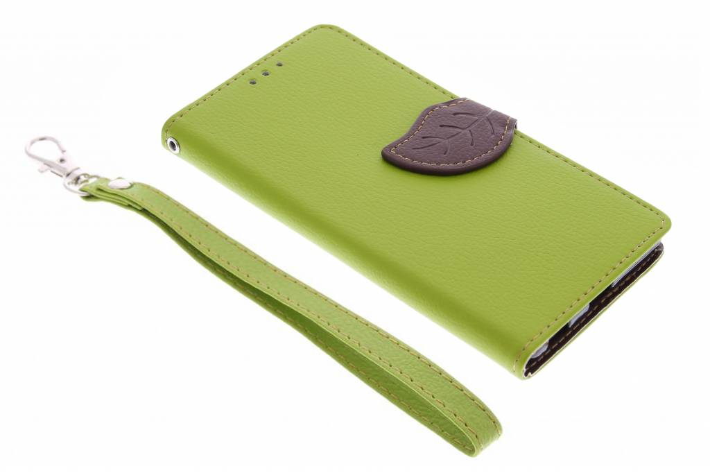 Image of Groene blad design booktype hoes voor de Sony Xperia M5