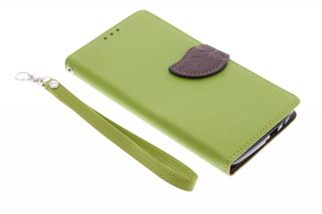 Image of Groen blad design TPU booktype hoes voor de Huawei Ascend G7