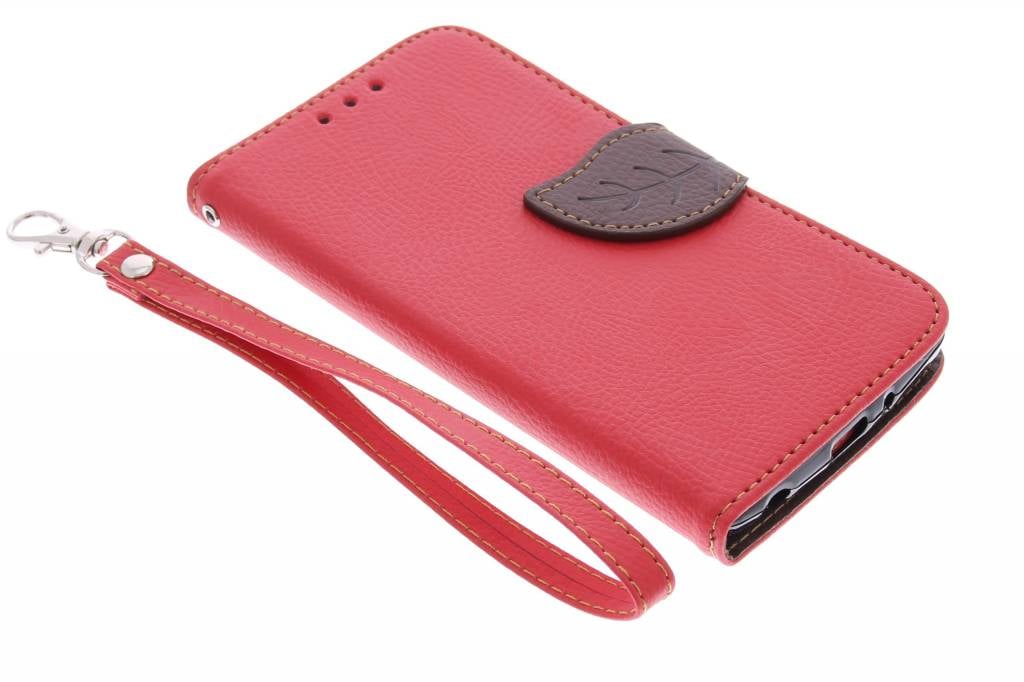 Image of Rood blad design TPU booktype hoes voor de LG G3 S