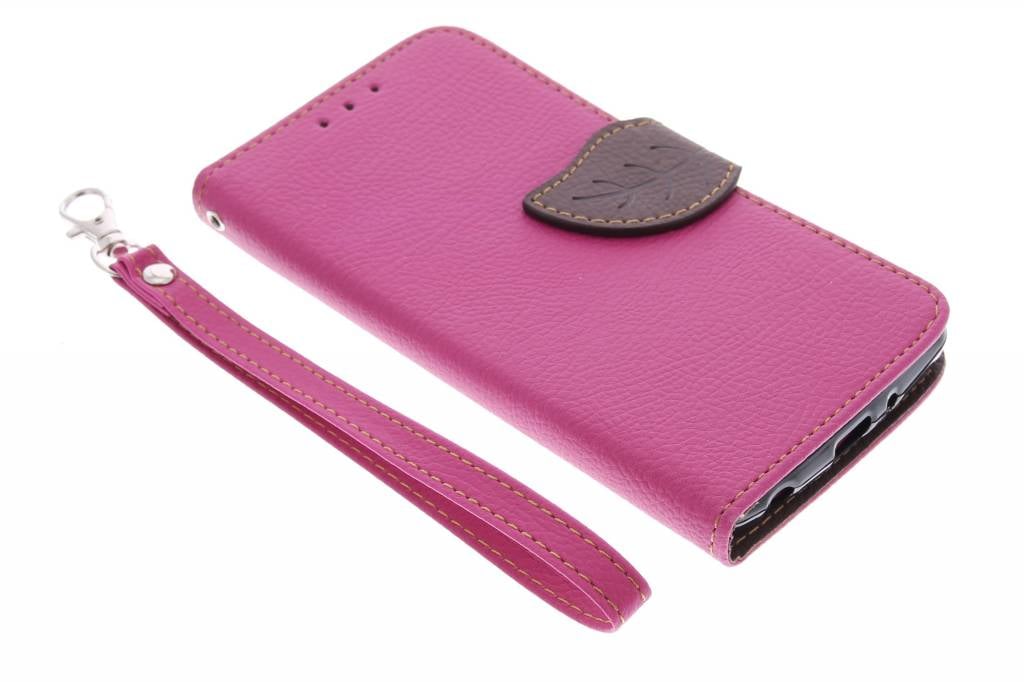 Image of Fuchsia blad design TPU booktype hoes voor de LG G3 S