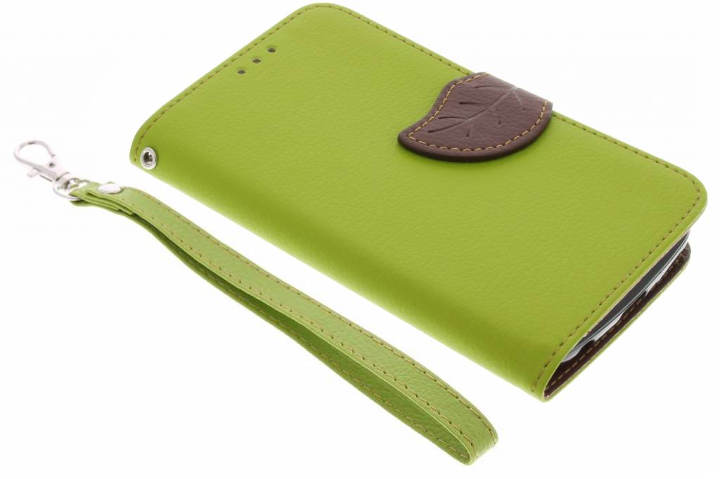 Image of Groene blad design TPU booktype hoes voor de LG K4