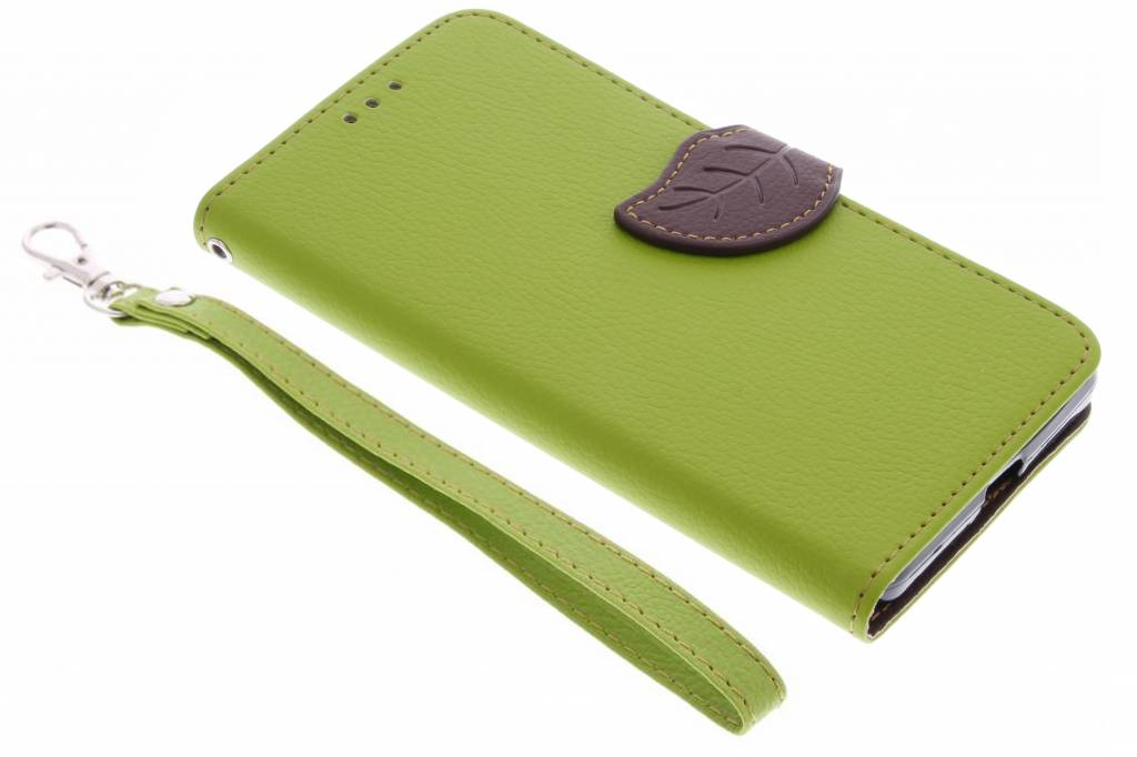 Image of Groene blad design TPU booktype hoes voor de Microsoft Lumia 950