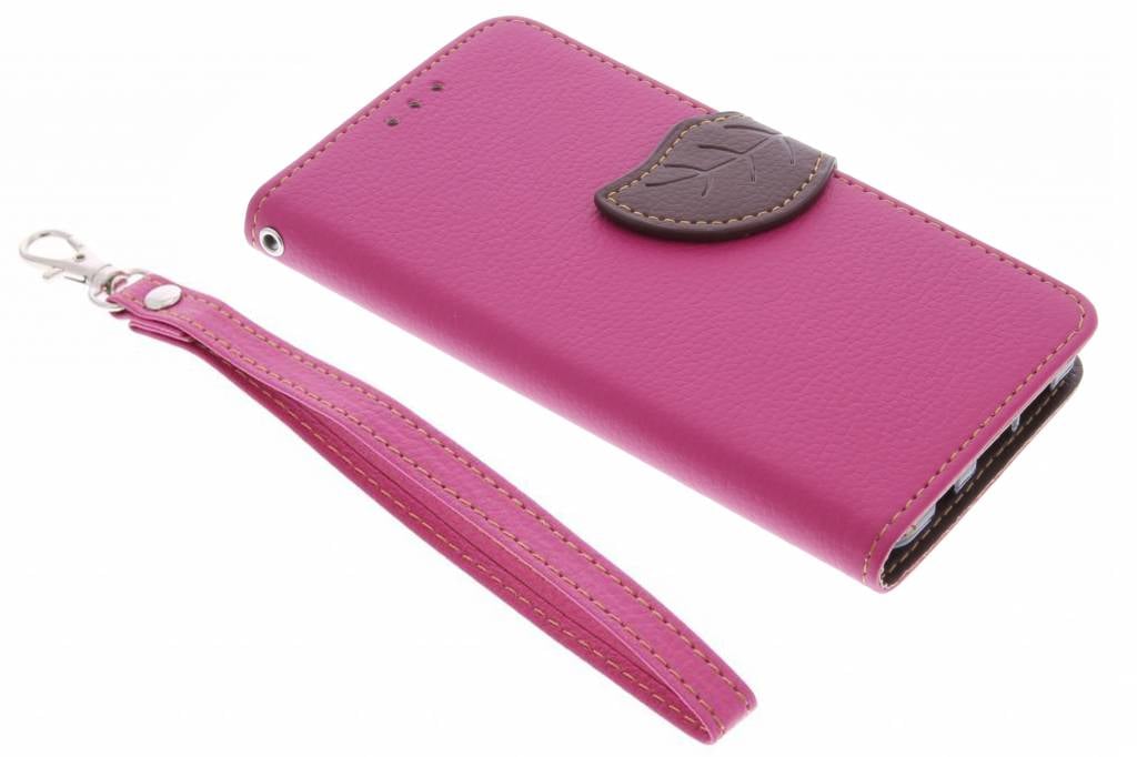 Image of Fuchsia blad design TPU booktype hoes voor de Samsung Galaxy S7