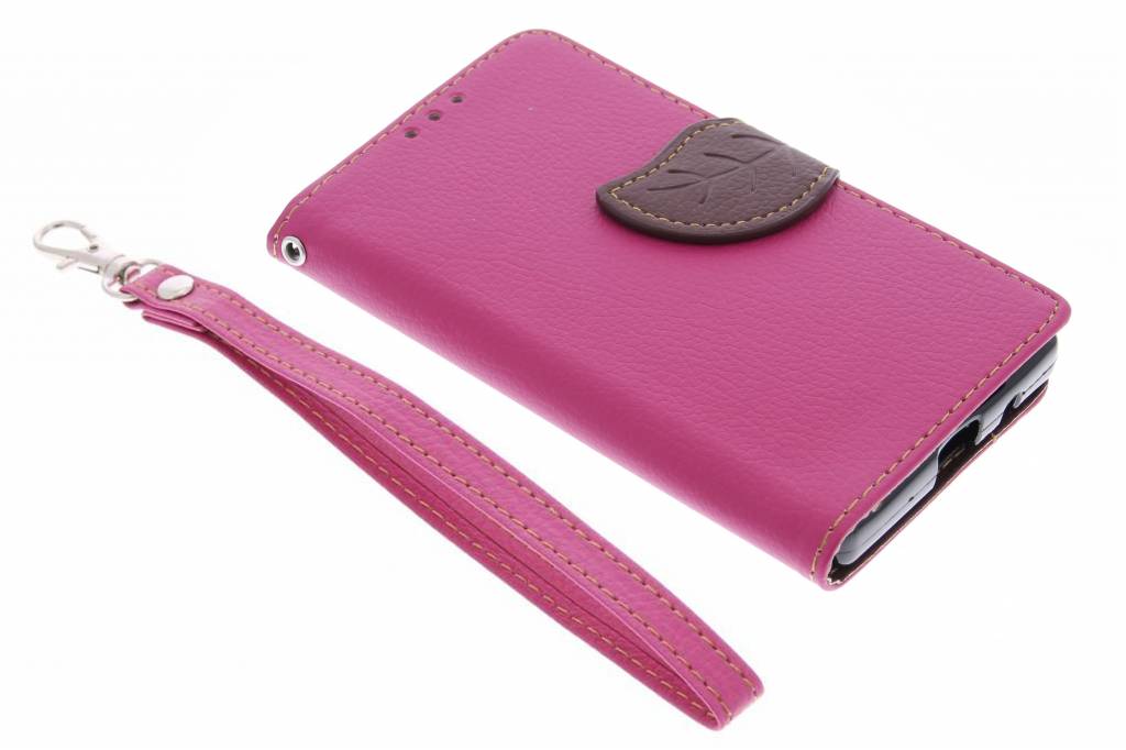 Image of Fuchsia blad design TPU booktype hoes voor de Sony Xperia Z5 Compact