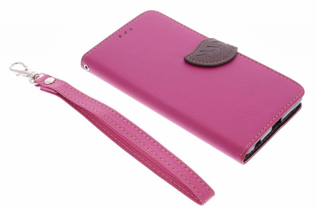 Image of Fuchsia blad design TPU booktype hoes voor de Sony Xperia Z5 Premium