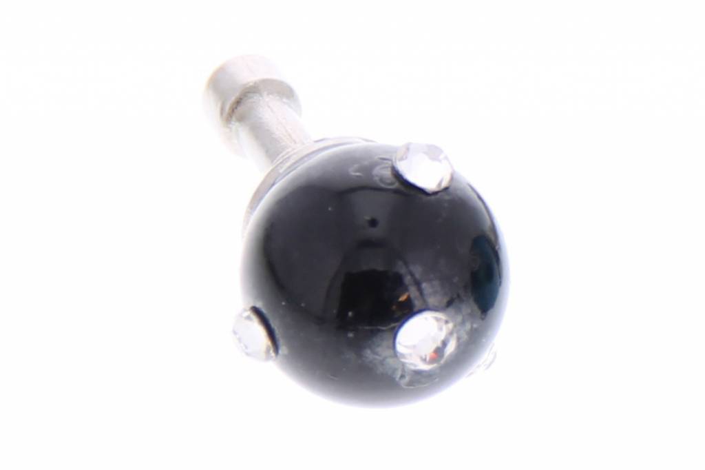 Image of Zwart glanzende bolletjes design anti-stof dust plug