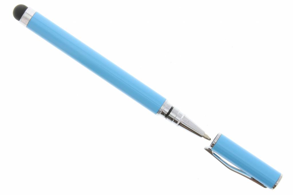 Image of Lichtblauwe compacte stylus pen met balpen