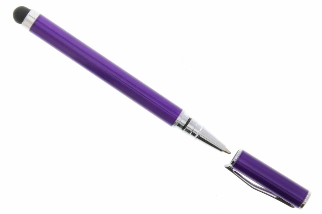 Image of Paarse compacte stylus pen met balpen