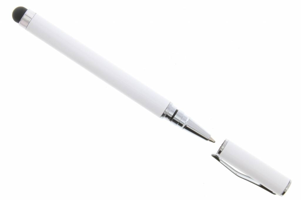 Image of Witte compacte stylus pen met balpen