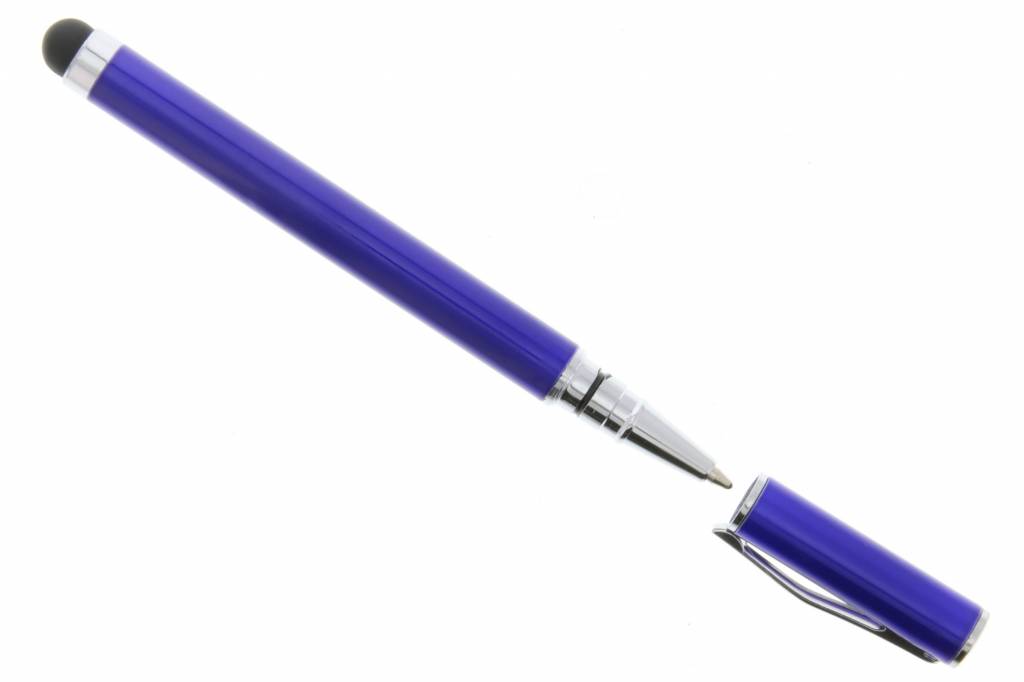 Image of Donkerblauwe compacte stylus pen met balpen