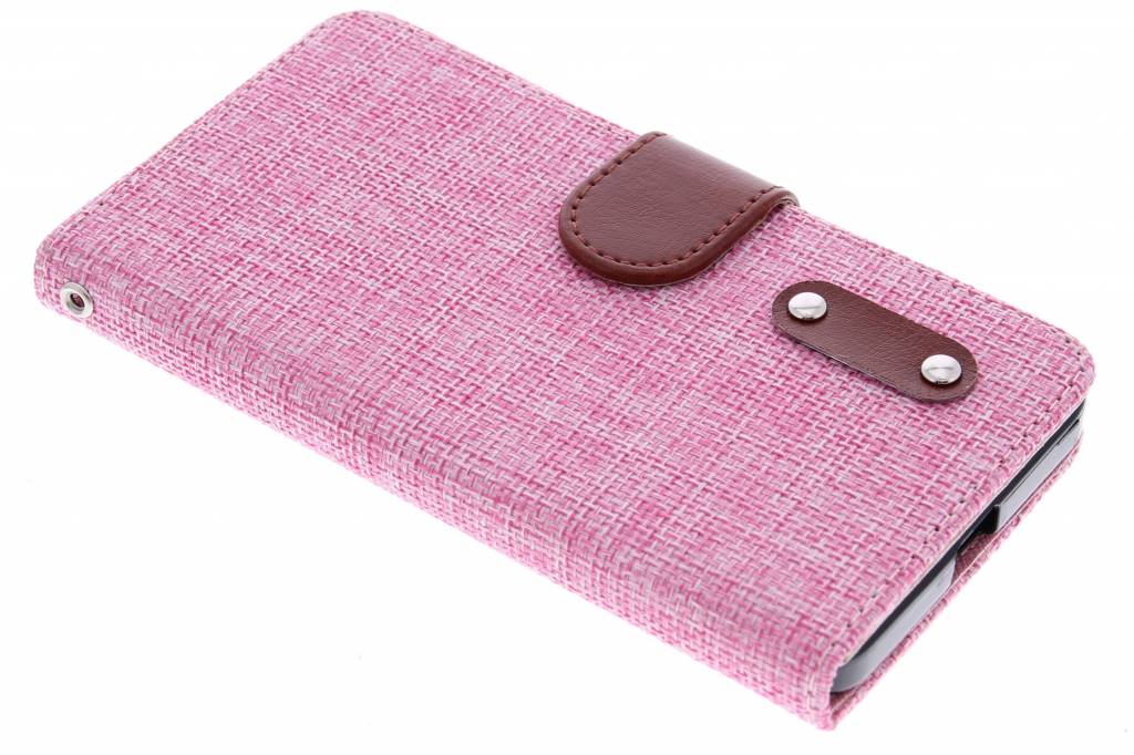 Image of Roze linnen look TPU booktype hoes voor de Microsoft Lumia 640