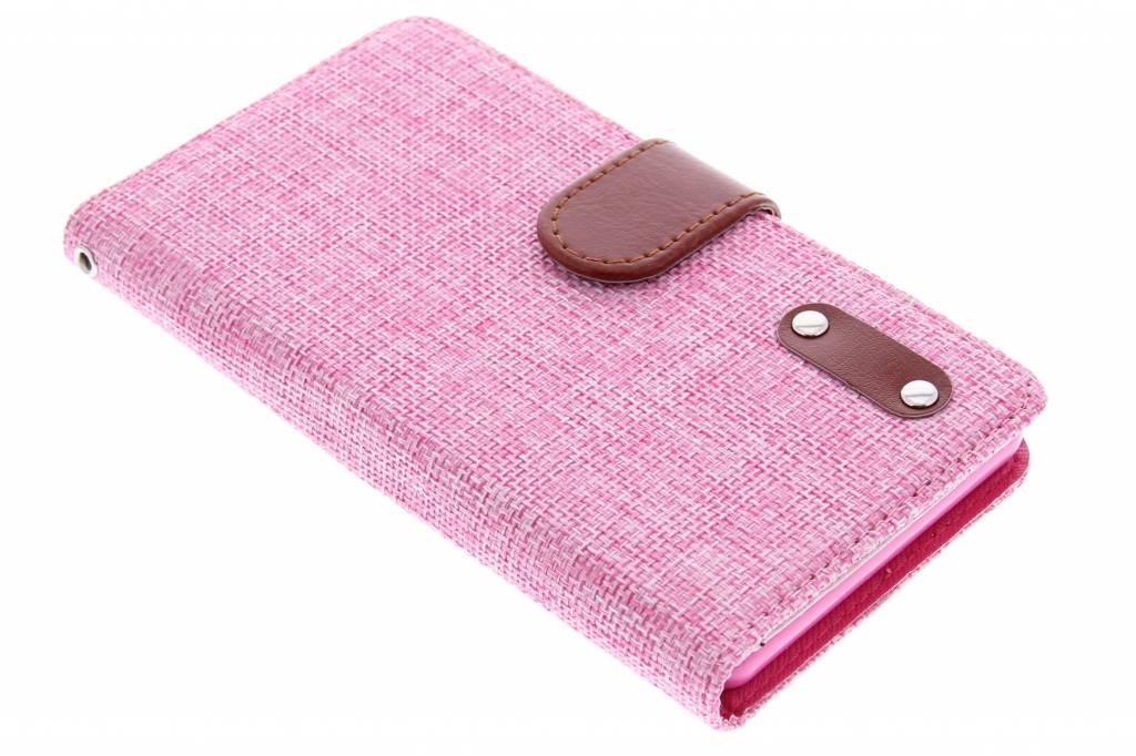 Image of Roze linnen look TPU booktype hoes voor de Sony Xperia Z3