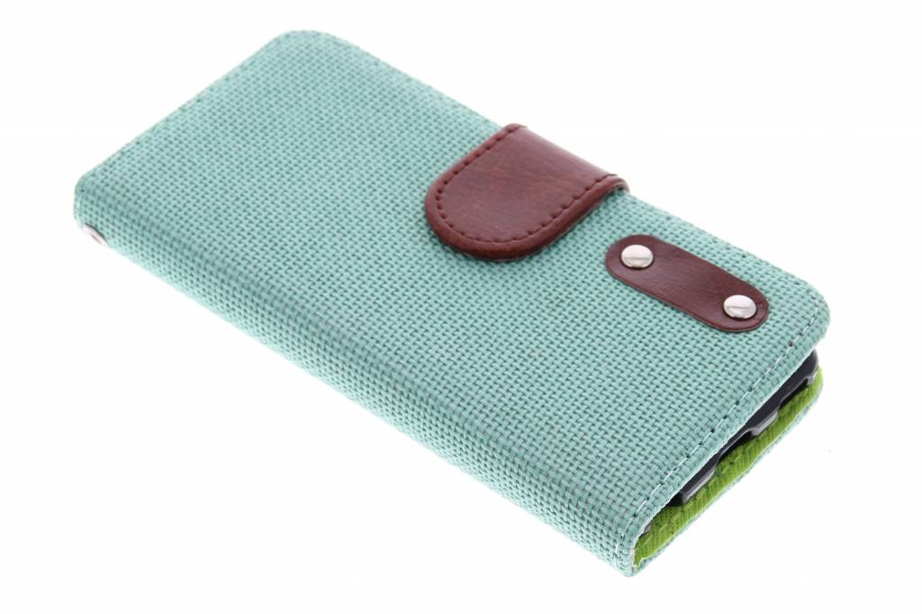 Image of Groene linnen look TPU booktype hoes voor de iPod Touch 5g / 6